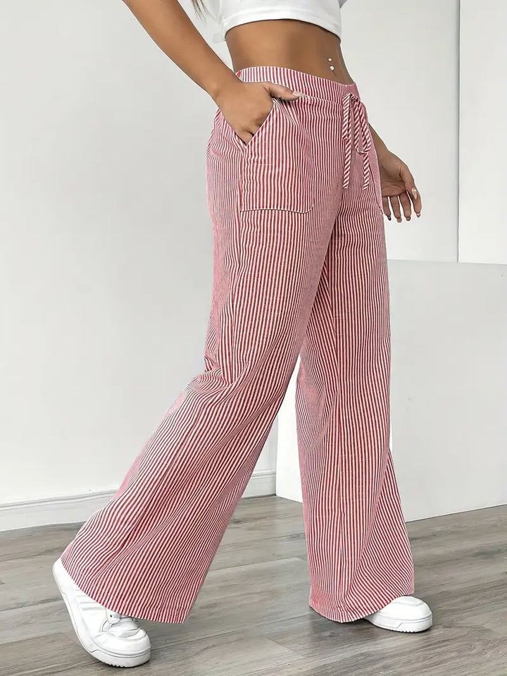 Soleia Striped Wide-Leg Trouser