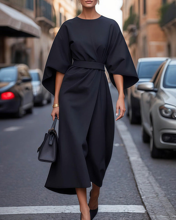 Celestine Belted Lantern Sleeve Dress