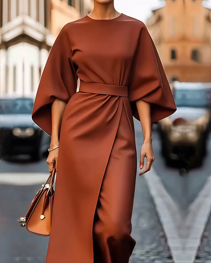 Celestine Belted Lantern Sleeve Dress
