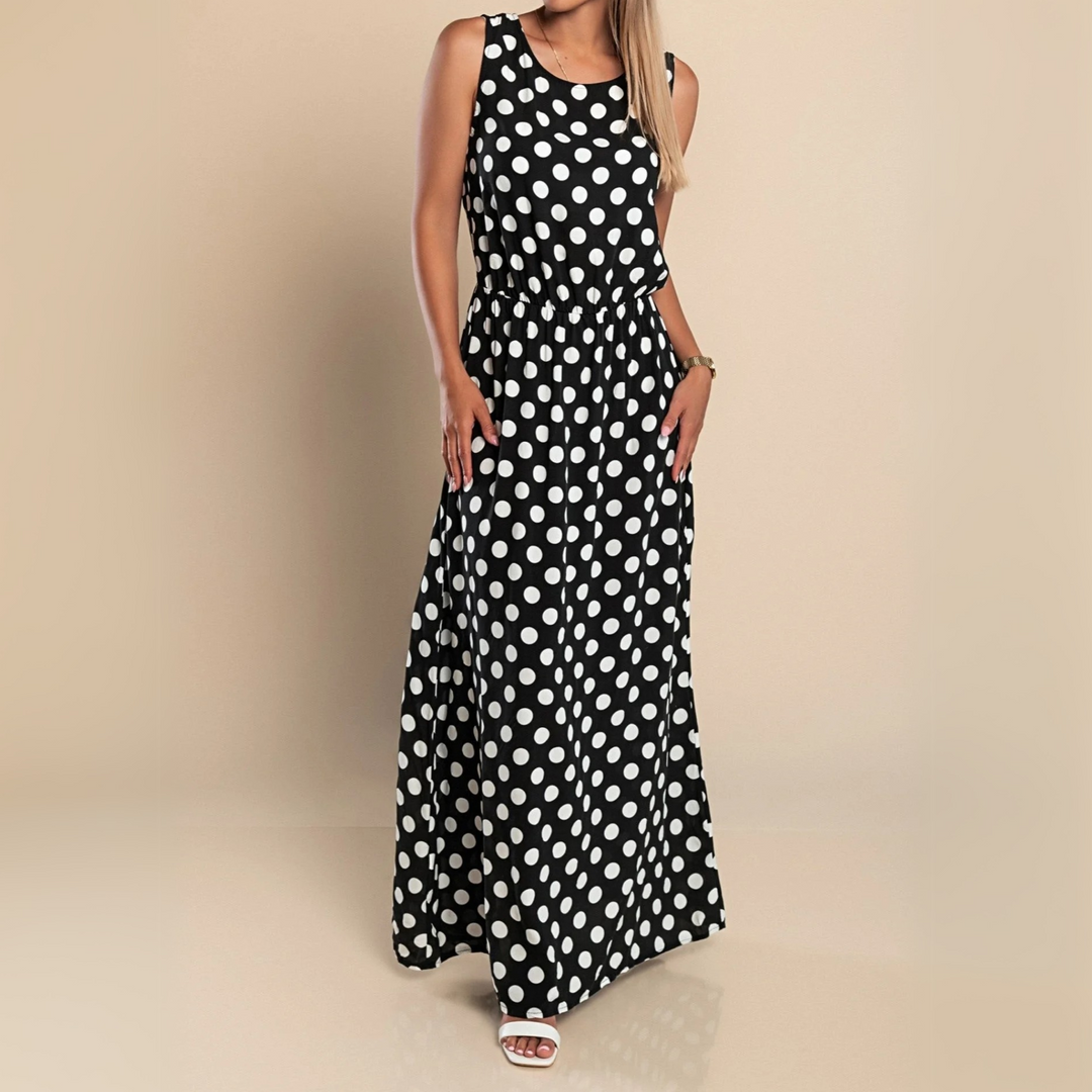 Paula Polka Dot Sleeveless Maxi Dress