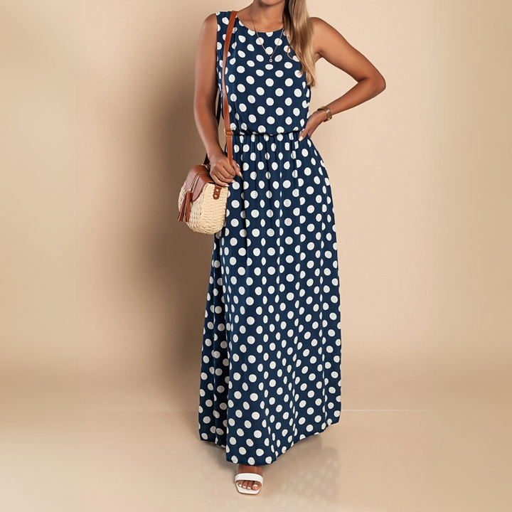 Paula Polka Dot Sleeveless Maxi Dress