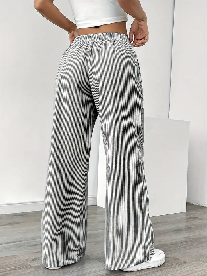 Soleia Striped Wide-Leg Trouser