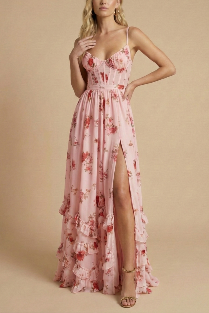 Fiorella Floral Tie Waist Maxi Dress