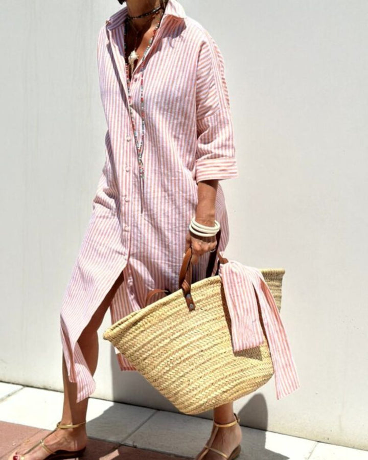 Sophia Striped Shirt Midi Dress