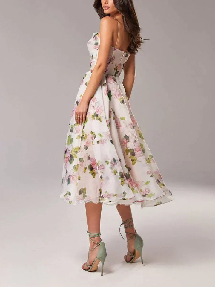 Florentine Floral Strapless Midi Dress