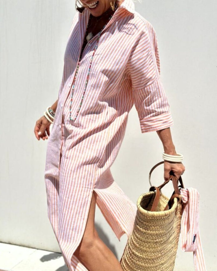 Sophia Striped Shirt Midi Dress