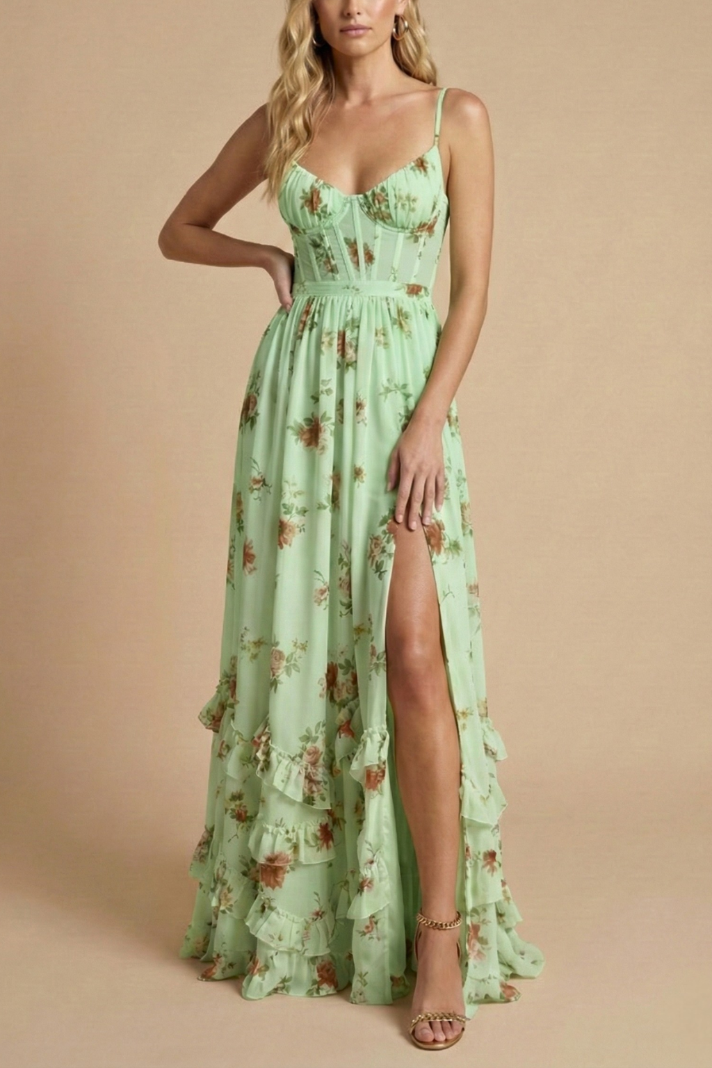 Fiorella Floral Tie Waist Maxi Dress
