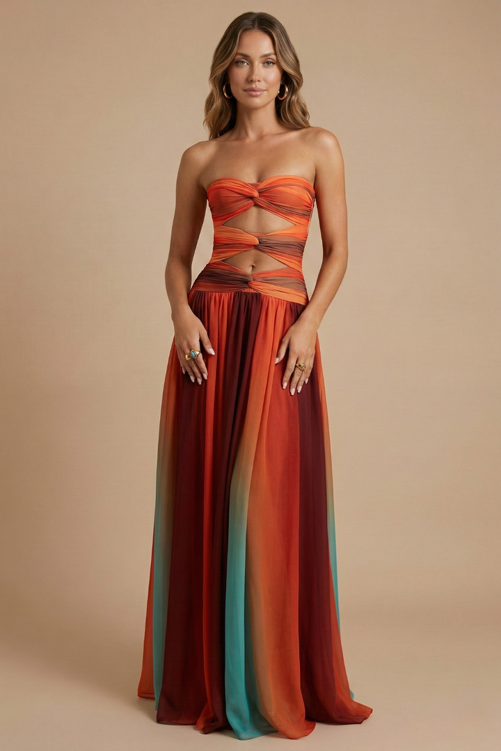 Selene Cut Out Bandeau Maxi Dress