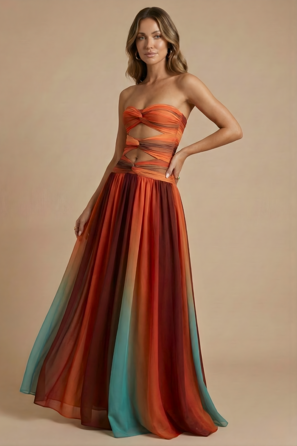 Selene Cut Out Bandeau Maxi Dress
