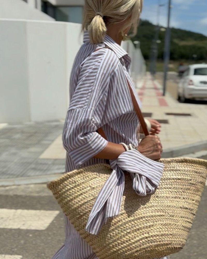 Sophia Striped Shirt Midi Dress