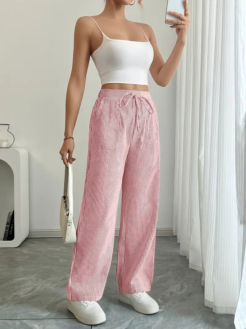 Soleia Striped Wide-Leg Trouser