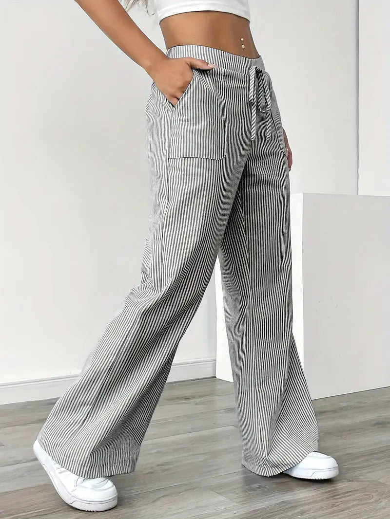 Soleia Striped Wide-Leg Trouser
