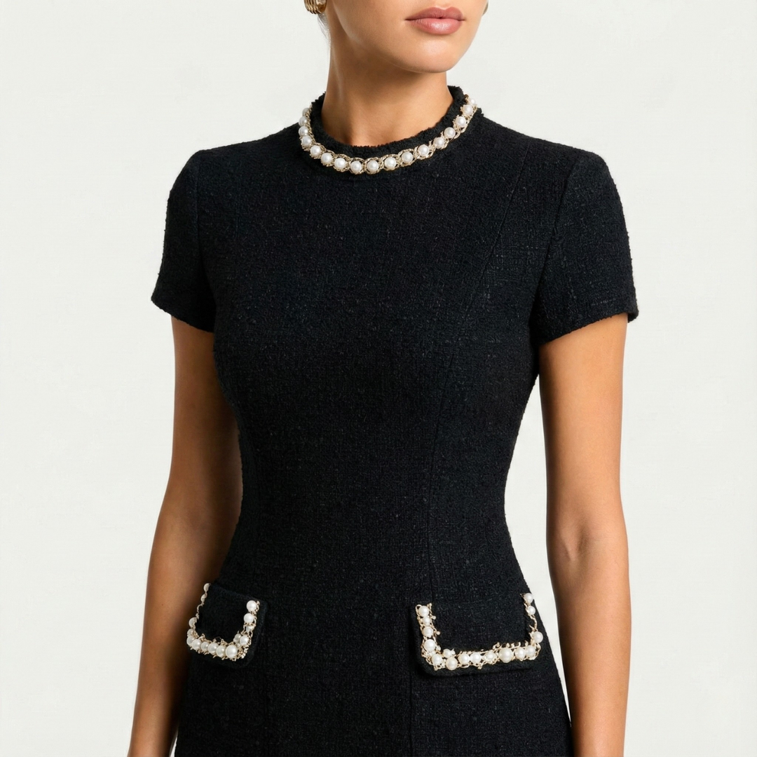Camille Pearl Trim Mini Dress