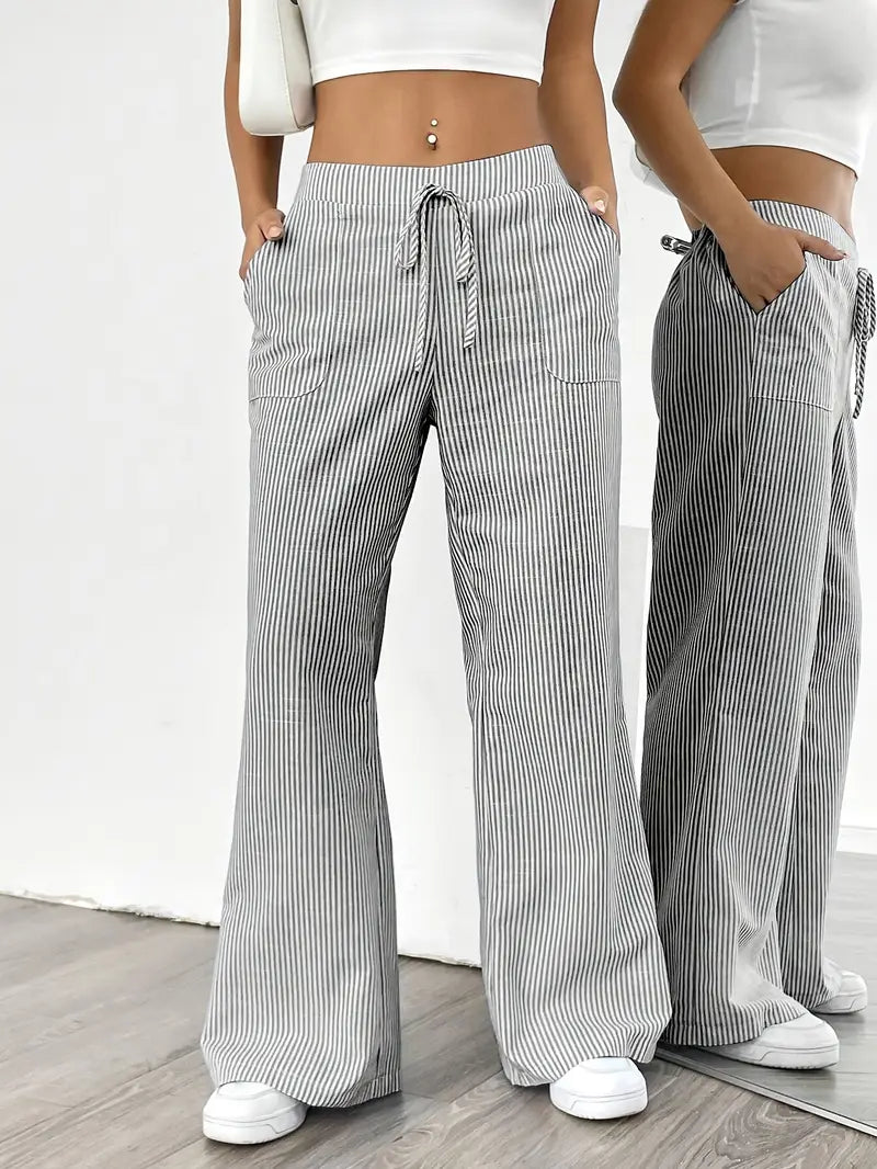 Soleia Striped Wide-Leg Trouser