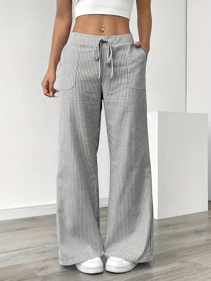 Soleia Striped Wide-Leg Trouser
