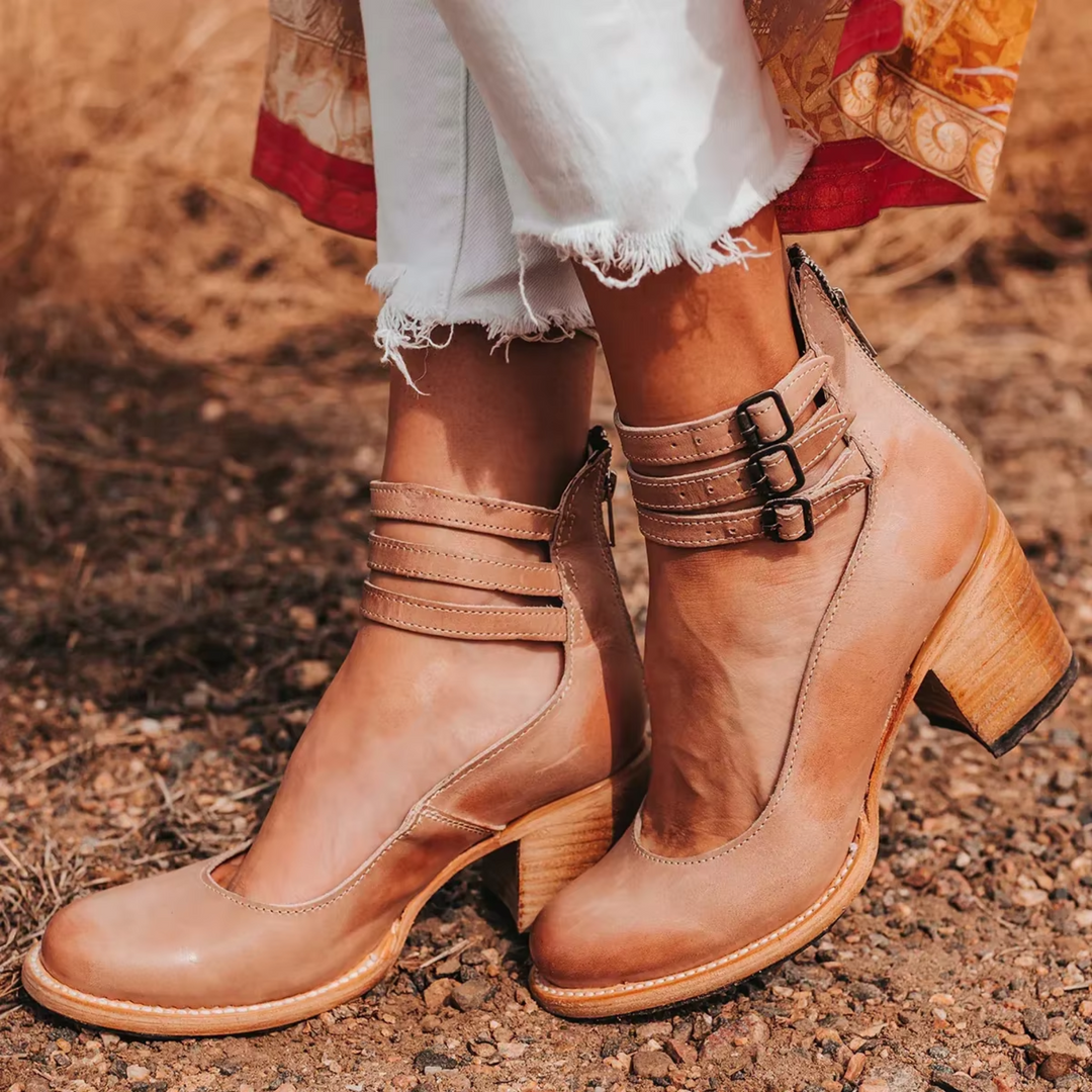 Naturéva Elegant Buckle Heel Sandals