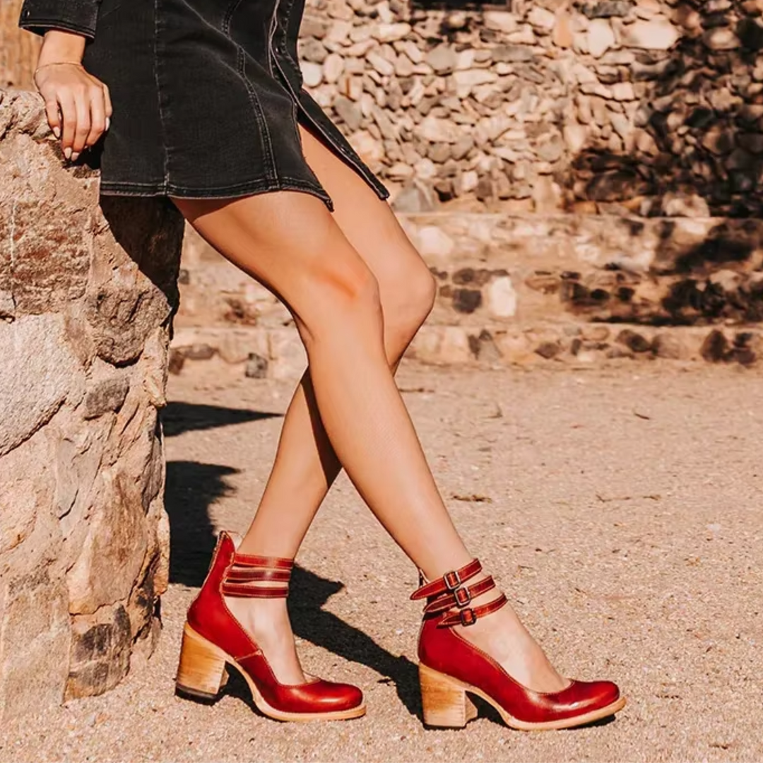 Naturéva Elegant Buckle Heel Sandals