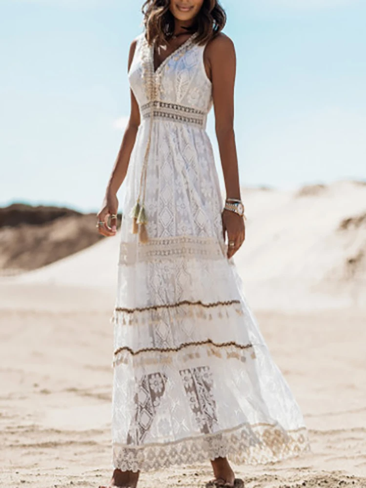 Margot Boho Drawstring Maxi Dress