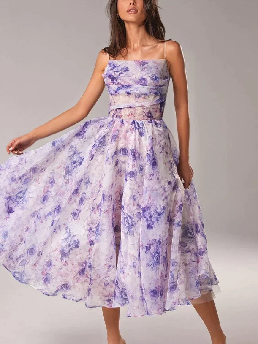 Florentine Floral Strapless Midi Dress