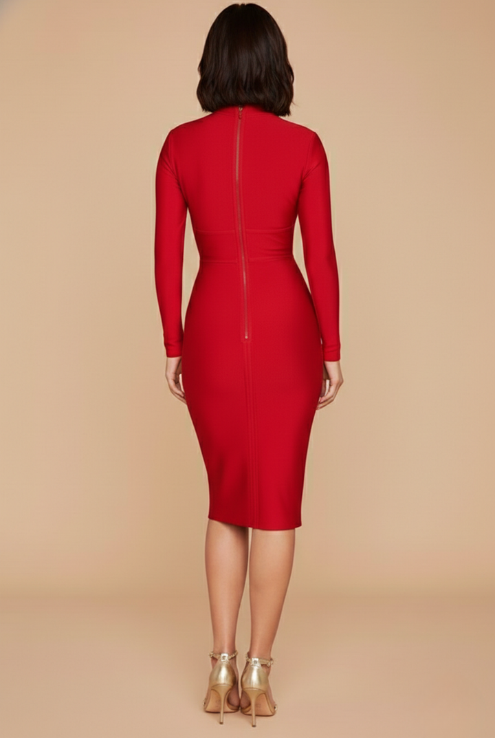 Sabrina Wrap Effect Bodycon Midi Dress