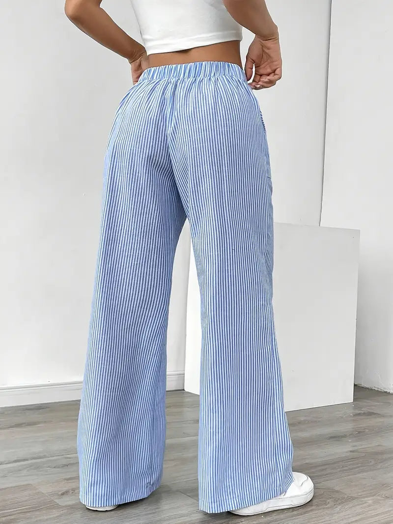 Soleia Striped Wide-Leg Trouser