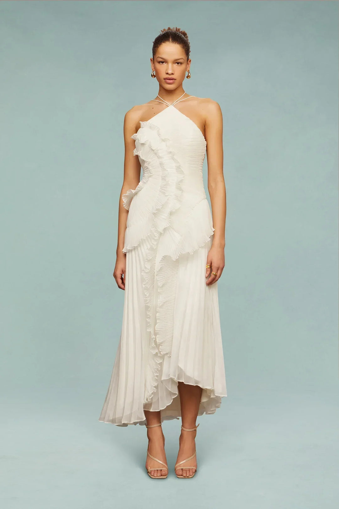 Amara Ruffle Pleated Maxi Dress