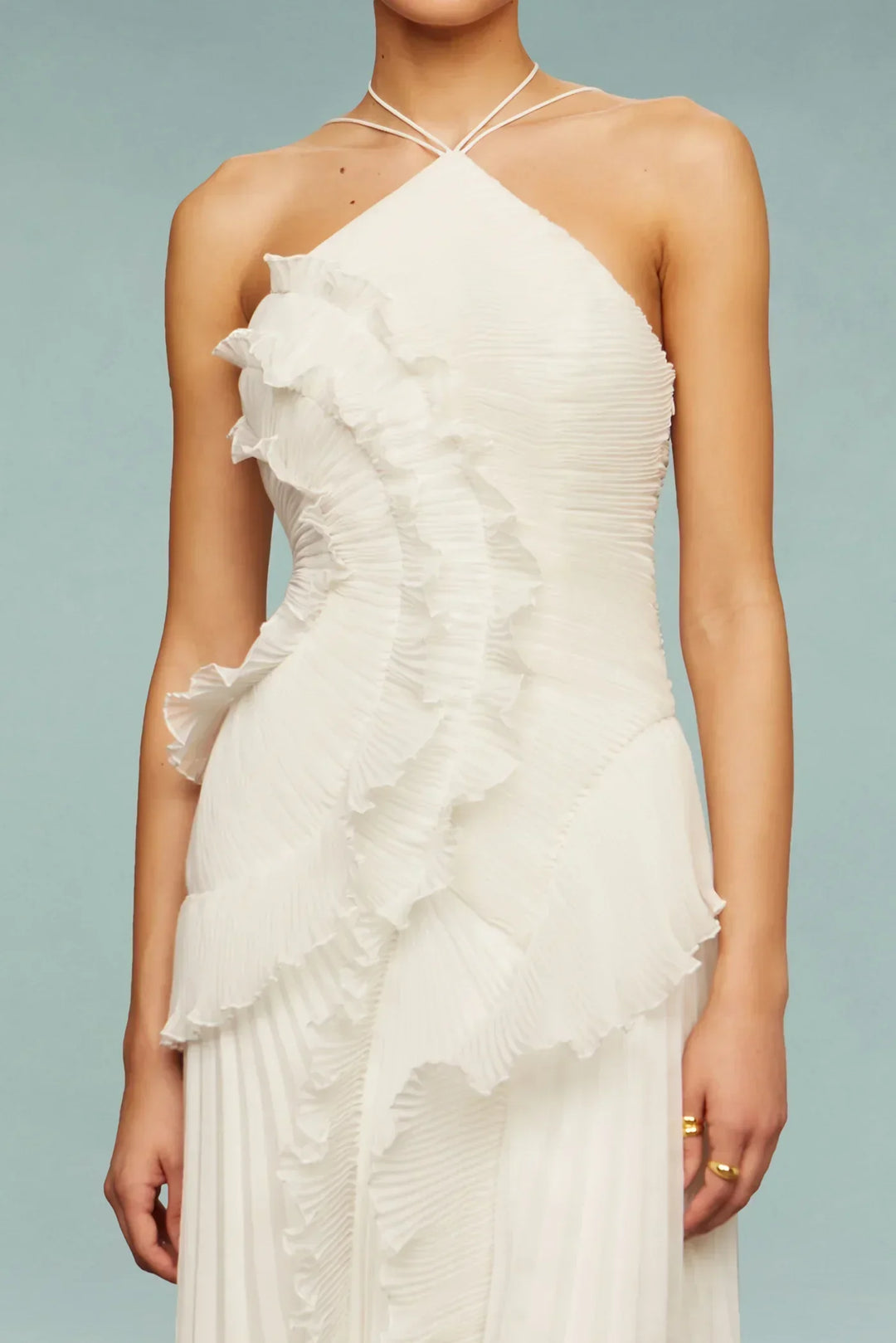 Amara Ruffle Pleated Maxi Dress