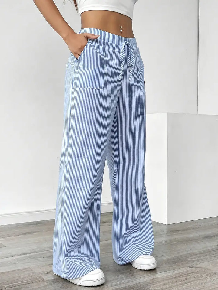 Soleia Striped Wide-Leg Trouser