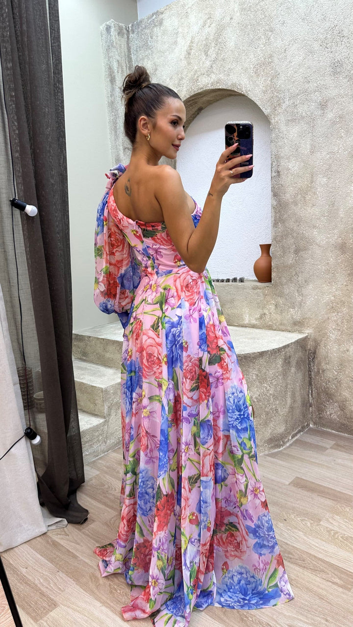 Whitney One-Shoulder Floral Dress