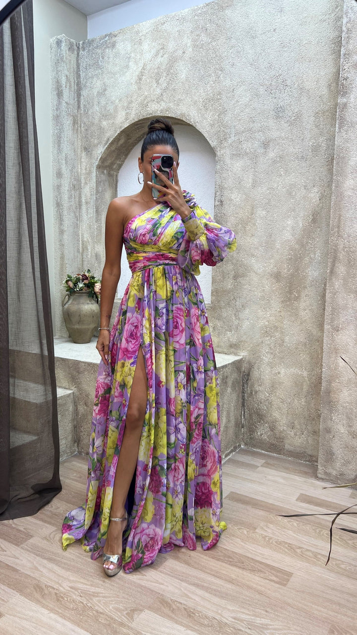 Whitney One-Shoulder Floral Dress