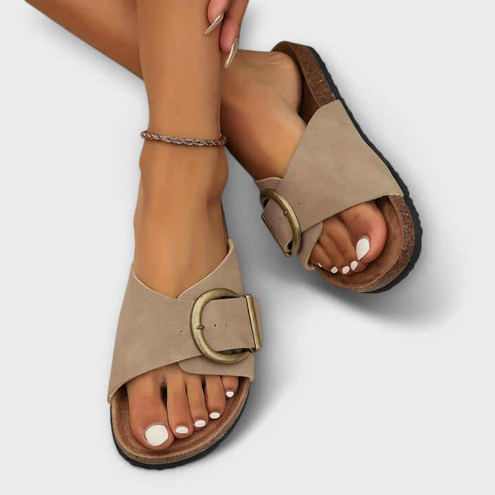 Joanna Comfort Buckle Slide Sandals