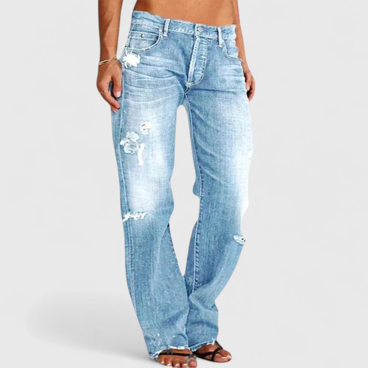 Sadie Distressed Straight Leg Jeans