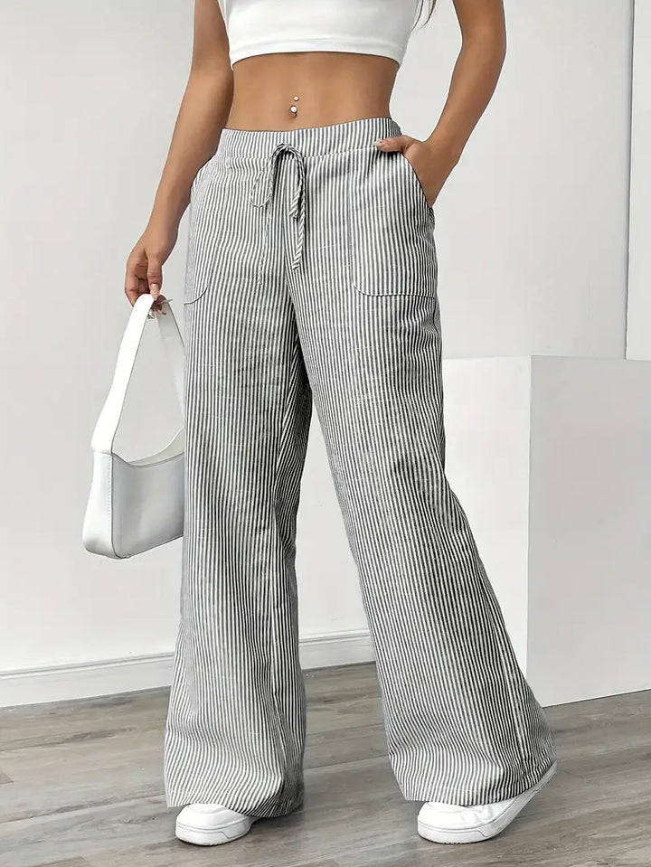 Soleia Striped Wide-Leg Trouser