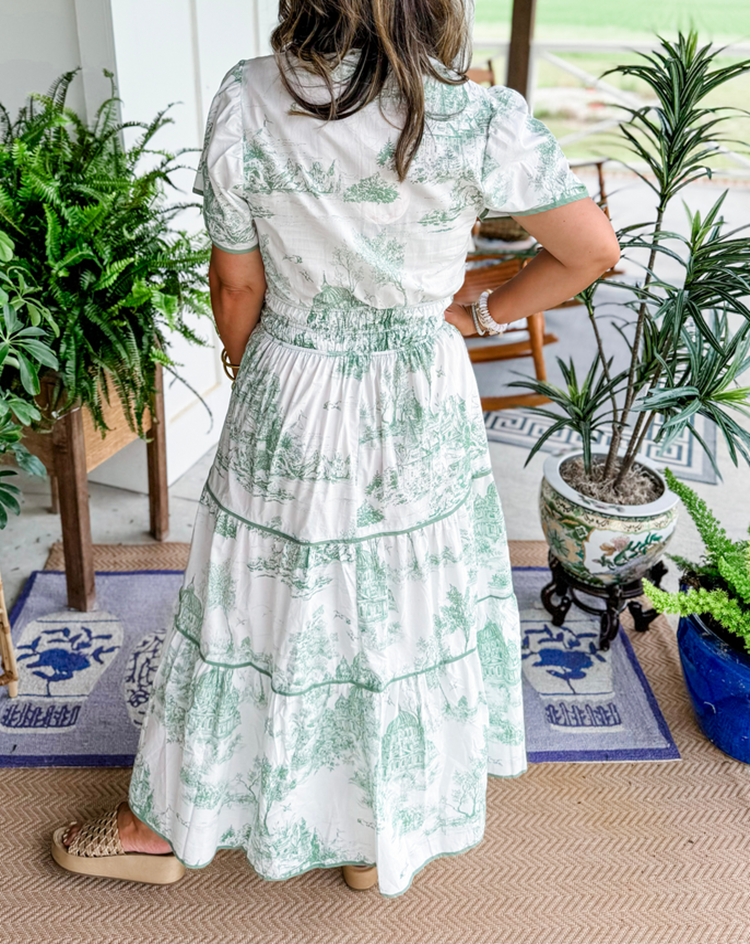 Camille Toile Print Maxi Dress