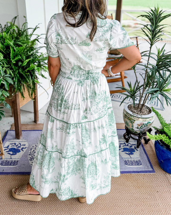 Camille Toile Print Maxi Dress