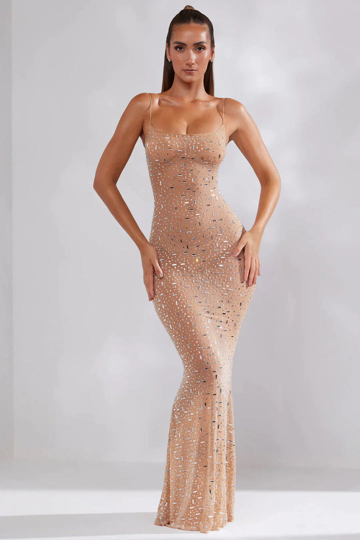 Lucienne Rhinestone Bodycon Maxi Dress