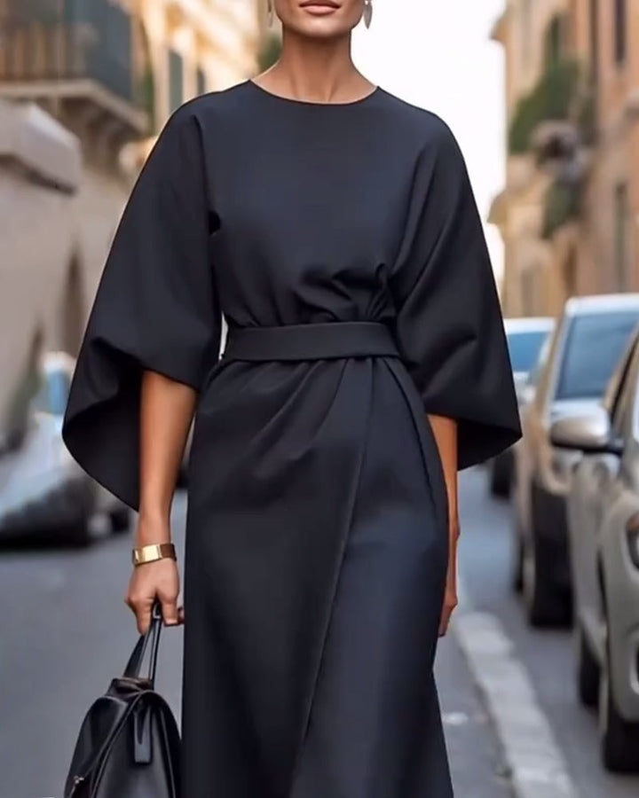 Celestine Belted Lantern Sleeve Dress