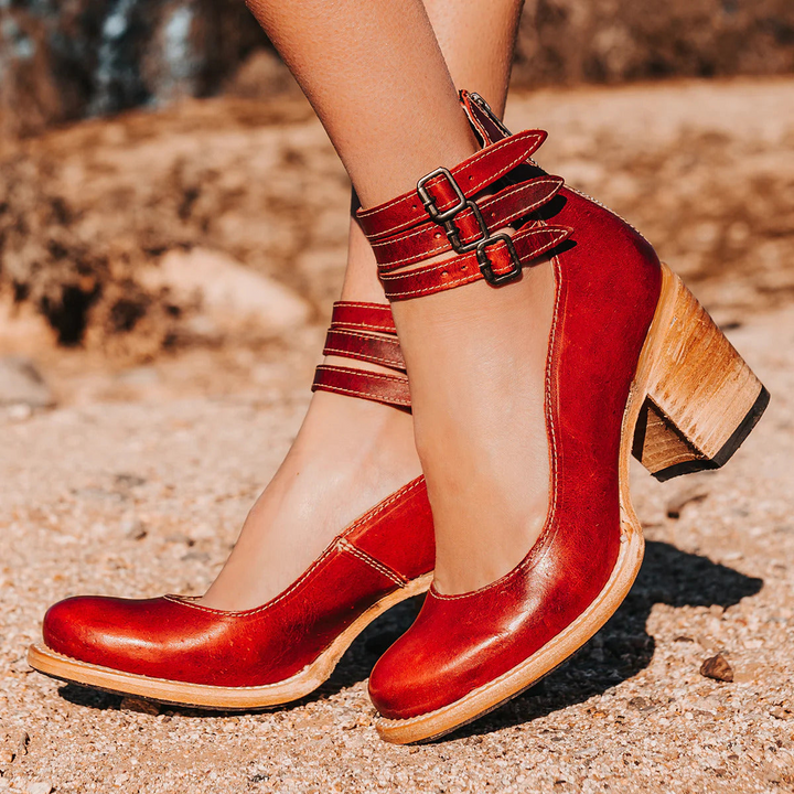 Naturéva Elegant Buckle Heel Sandals