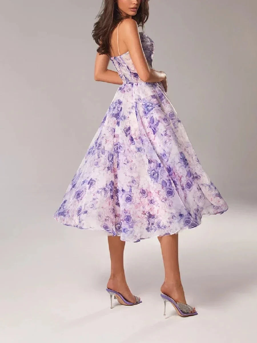 Florentine Floral Strapless Midi Dress