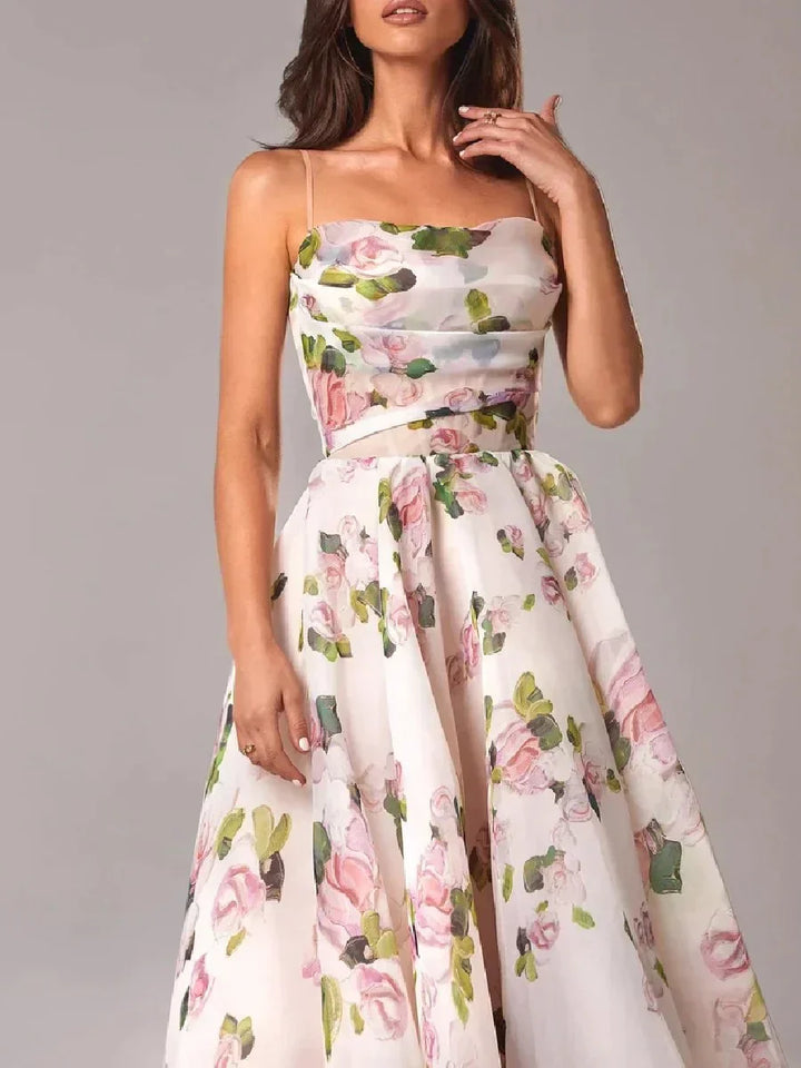 Florentine Floral Strapless Midi Dress