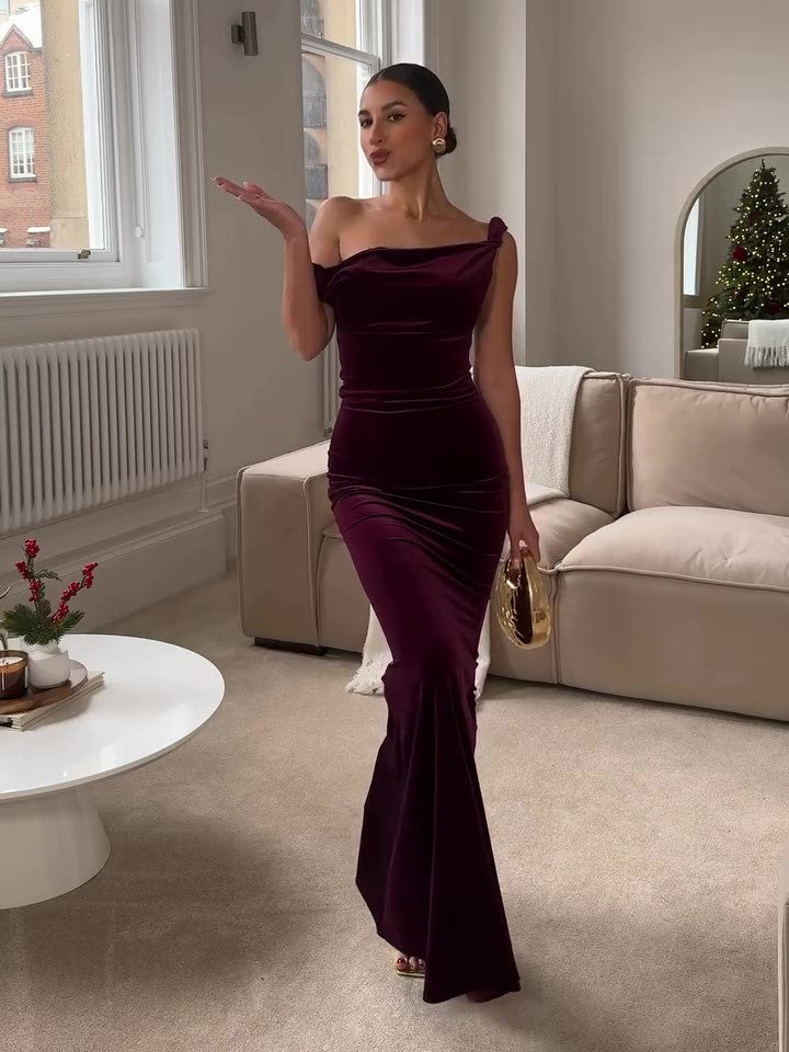 Sabrina One Shoulder Ruched Maxi Dress