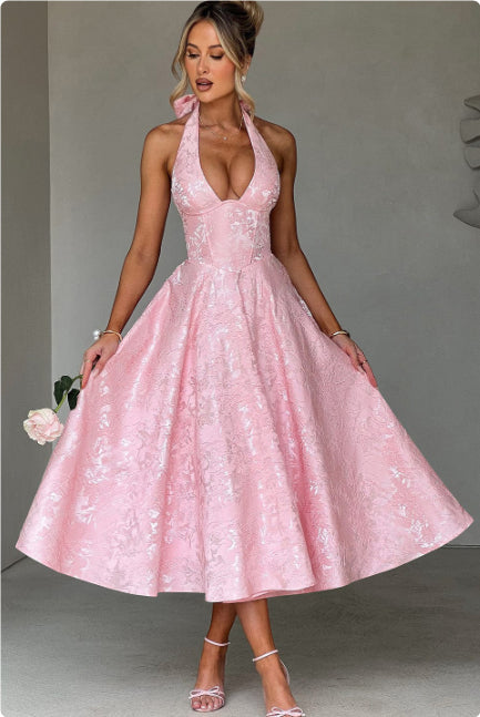 Celestine Halter Neck Corset Midi Dress