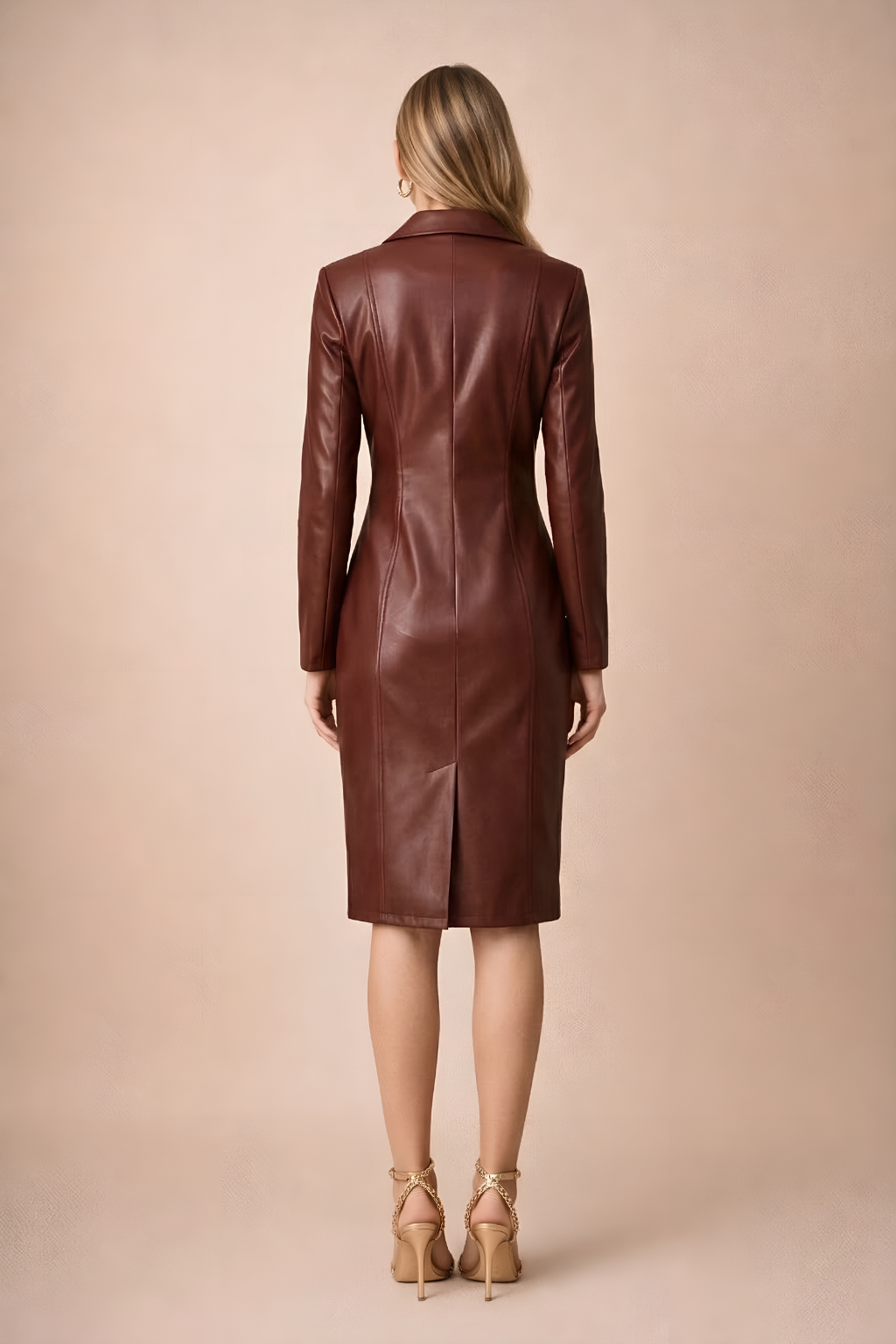 Celestine Faux Leather Blazer Midi Dress