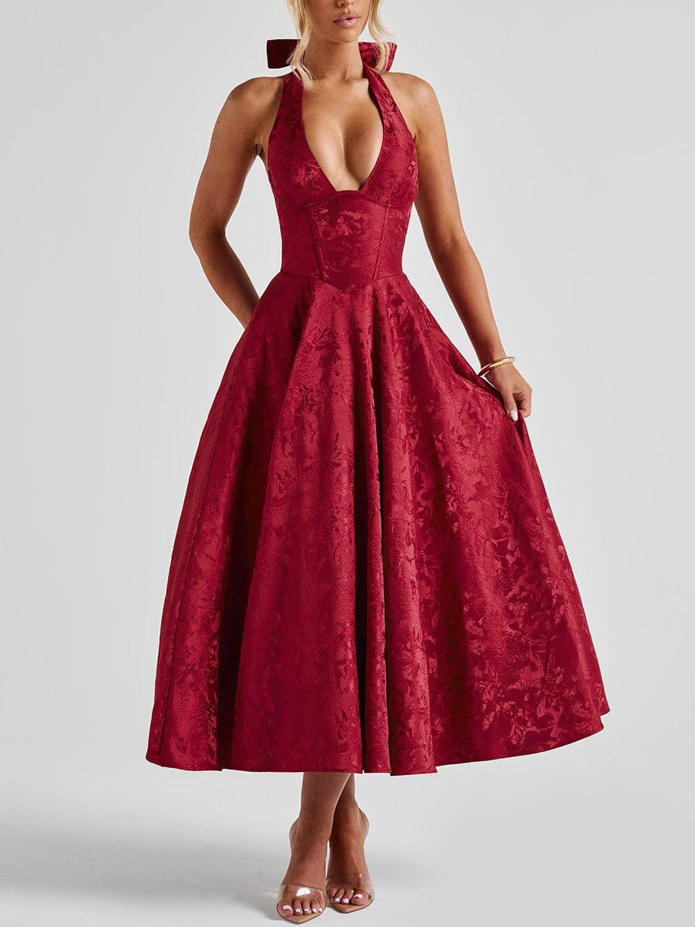 Celestine Halter Neck Corset Midi Dress