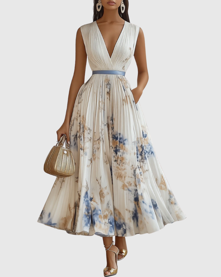 Isadora Pleated Floral Maxi Dress
