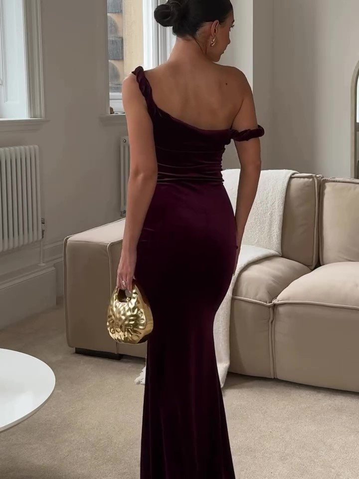 Sabrina One Shoulder Ruched Maxi Dress