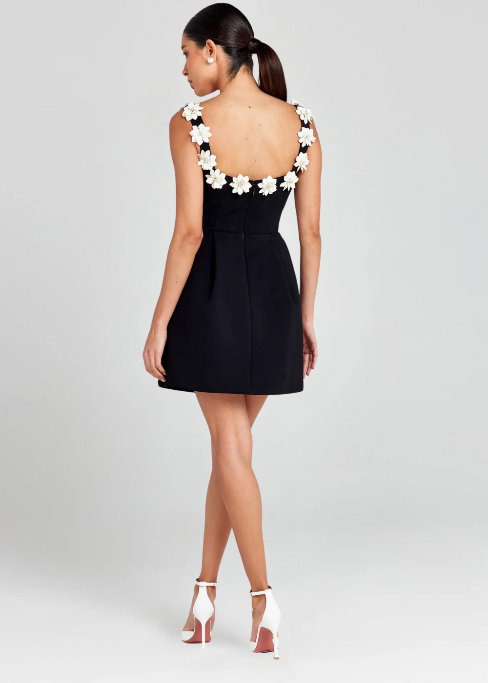 Valentina Floral Appliqué Mini Dress