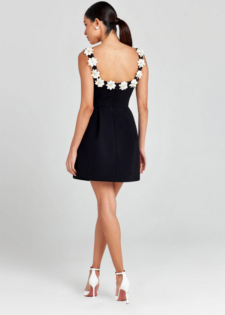 Valentina Floral Appliqué Mini Dress