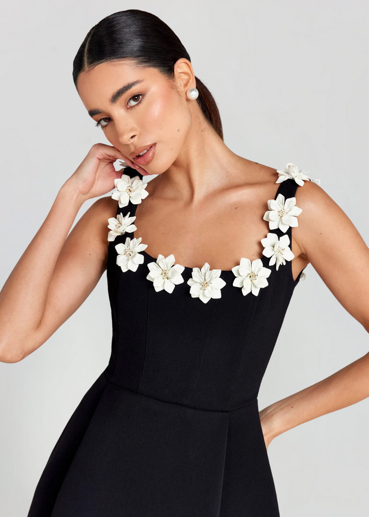 Valentina Floral Appliqué Mini Dress