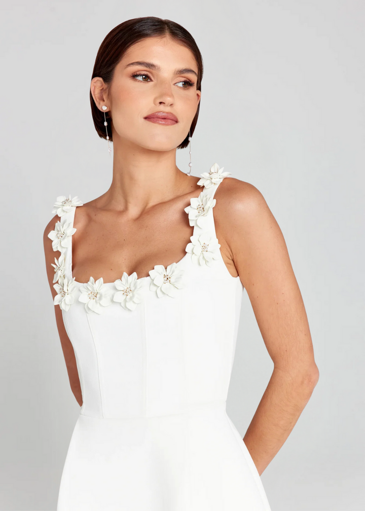 Valentina Floral Appliqué Mini Dress